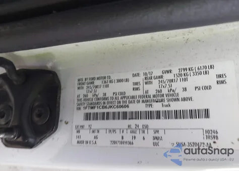 2018 Ford F-150 Xl from USA, damaged, VIN 1FTMF1CB6JKC60606